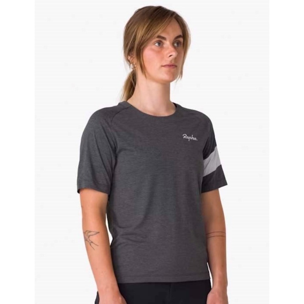 Rapha Trail Technical T-Shirt Women's Small S Gray Long Sleeve Honeycomb Cycling
